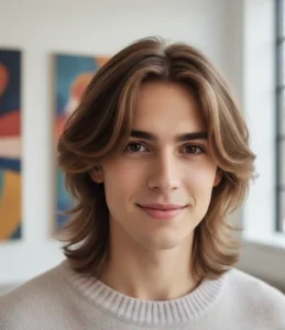 Textured Korean Wolf Cut with Curtain Bangs