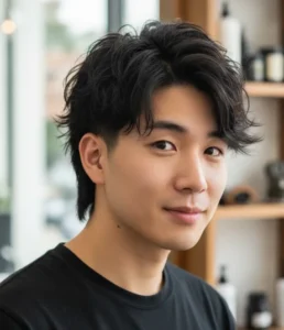 Asian Wolf Cut with Low Fade Sides