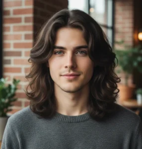 Long Wolf Cut for Round Face