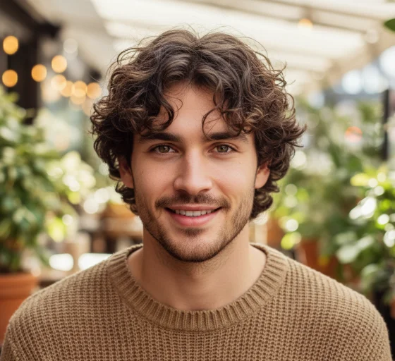 Natural Finish Curly Wolf Cut